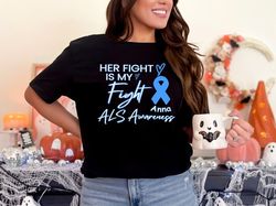 Custom Name ALS Disease Awareness Blue Ribbon Warrior Gift Support T-Shirt