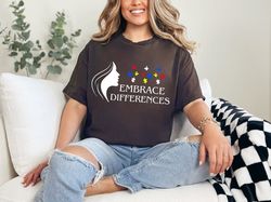 Embrace Differences Puzzle Piece Autism Awareness Month Pride Special Education T-Shirt