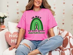 In May We Wear Green Mental Health Awareness Month Green Ribbon Therapist Support Squad T-Shirt