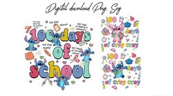 Stitch 100 days of school bundle svg, design download, Stitch 100 days of school png, cute Stitch png, back to school sv