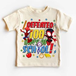 Spiderman 100 Days Of School Png, Defeated 100 Days Of School, Back To School Png, 100th Day of School Png, 100 Days Sma