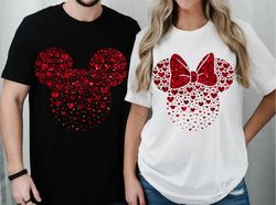 Mickey Minnie Valentines Png, Glitter Sequin Heart Shirt Design, Heart Love PNG, Faux Sequin Glitter, Trendy Valentine S