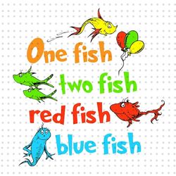 One Fish Two Fish Red Fish Blue Fish PNG, Cat In The Hat Png, Dr Seuss Png, Read Across America Png, Thing 1 Thing 2 Png