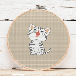Cute kitty cross stitch pattern Animal cross stitch design for beginners Cat cross stitch Simple cross stitch pdf