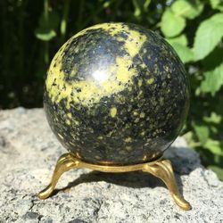 Serpentine Sphere with Lizardite 58 mm Yellow Stone Ball Serpentine Mineral Sphere by UralMountansFinds