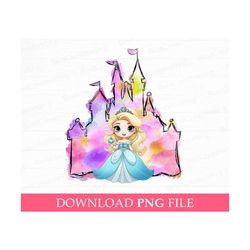 Watercolor Magical Kingdom Png, Princess Png, Watercolor Castle Png, Family Trip Png, Family Vacation Png, Png File For