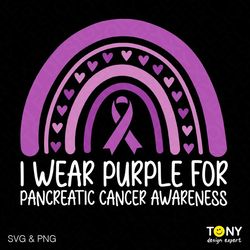 I Wear Purple Svg Png, Pancreatic Cancer Awareness Svg, Purple Rainbow Svg, Cancer Awareness, Digital Download Sublimati