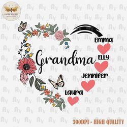 personalized grandma png, mother's day png, flowers clipart png, personalized gift for grandma png, custom name gift, di