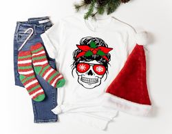 Festive Skull SVG Christmas svg Christmas Shirt T-shirt Design DTF PNG pdf Digital File Instant Download