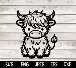 highland cow svg, highland cow png, cow svg, cute cow svg, cute baby cow svg, highland cow clipart vector cutting file p