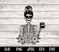 skeleton lady shirt t-shirt pdf cup decal t-shirt png svg pdf digital file