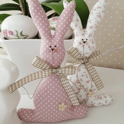 Diy Easter Bunny decor, stuffed soft Bunny, sewing Rabbit, how to make Bunny, fabric toys pdf sew textile Rabbit pattern