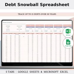Debt Snowball Spreadsheet Excel & Google Sheets, Debt Payoff Calculator