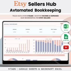 Etsy Seller Bookkeeping Spreadsheet Template Excel & Google Sheets