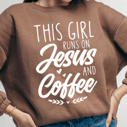 This Girl Runs On Jesus And Coffee Svg, Coffee Lover Gifts, Christian Coffee Mug, Jesus Loves You, Svg Files for Cricut