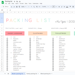 Packing List Template | Google Sheets