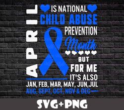 April is National Child Abuse Prevention Month SVG PNG Child Abuse Awareness Digital File Blue Ribbon Gift T-shirt