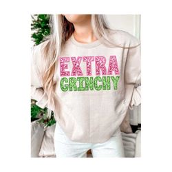 Extra Grincy Faux chenille Faux Embroidery glitter, sequin disco Christmas digital download PNG