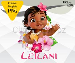 Personalized Baby Moana PNG, Editable Moana Name Birthday Iron On, Birthday Girl Shirt DIY..