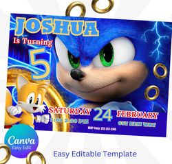 Sonic Birthday Invitation, Sonic Birthday Template, Sonic the Hedgehog Party Invite, Kids Video Game Party, Tails Birthd