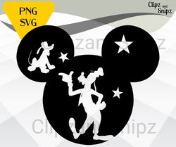 Goofy Mickey SVG and PNG Clipart Instant Digital Download mickey head Pluto iron on print Cricut compatible