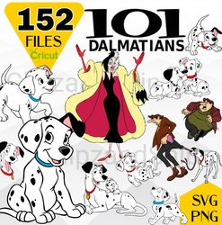 101 Dalmations SVG, Dalmations PNG, Dog SVG, Clipart Layered files for Cricut cutting machine, Cruella png, 101 Dalmatio