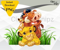 Lion King PNG Clipart Instant Digital Download for iron on or print Simba Timone Pumbaa