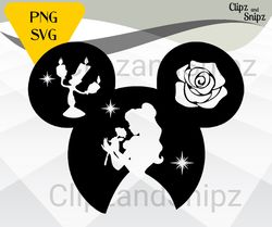 Belle SVG, Mickey svg, Beauty and the Beast svg PNG Clipart, Beauty and the Beast shirt, mickey ears svg
