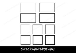 Square and Rectangle SVG Bundle, Frame Svg, Square Svg, Rectangle Svg, Split Square Frame Svg, Half Frame Svg, Borders
