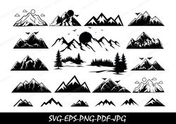 Mountains SVG, Forest Svg Cricut, Trees svg, Mountain svg clipart, Landscape svg, Silhouette svg cut file,