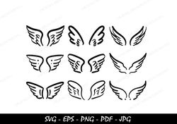 Angel wings bundle svg, Angel wings svg,Wings svg,Baby svg,Newborn svg,Digital Cut Files, Cricut, clipart, Linear angel