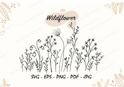 Wildflower Meadow Svg, Floral Border Svg, Flower Border SVG, Minimalist Flower Bouquet, Wildflower Clipart