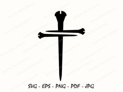 Nail Cross Svg, Cross Silhouette Religious Svg, Cross Svg, Christian Svg, Cross Cut File, Cross of Nails Png Clipar