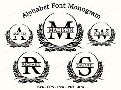 Font Monogram Svg Bundle, Split Monogram Letters Svg, Family Monogram Svg, Monogram Font Alphabet, Monogram Svg Files,