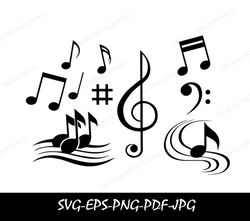 Musical Notes Svg, Musical Notes Clipart, Music Notation, Musical Svg, Musical Note Gift, Musical Notes, Musical Note