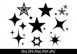 Sparkle SVG Bundle, Sparkle Stars SVG, Stars Svg, Star Clipart, Bright Stars, Twinkle Stars, Instant Download, Cricut Cu