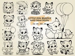 15 Little Fox Svg Bundle, Fox Svg, Forest Animal Svg, Fox Cricut, Fox Clipart, Fox Set EPS, Fox Cut File, Botanicals