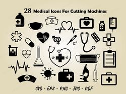 Nurse medical tools and icons bundle SVG PNG Files for cutting machines, Digital clipart, Nurse life,Heart, needle,