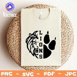 Lions Digital Download | Lion Paw Print | Lion Head | Lions School Mascot SVG for Shirt | Cut File for Cricut | Heat Tra