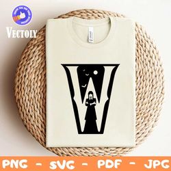 W  Wednesday symbol SVG, PNG, Nevermore sign shirt Cricut cut file, Svg, Png, Dxf, Eps, digital instant download, subli