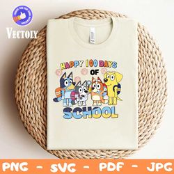 Cartoon 100 Days Of School Blue Friend PNG