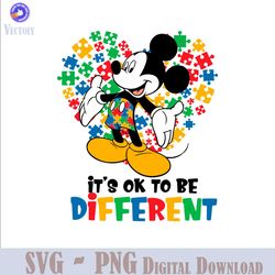 Mickey Mouse Autism Its Ok To Be Different SVG