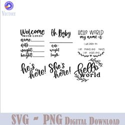 baby announcement svg | baby stat sign svg | hello world svg | welcome baby svg | birth stats svg | ne