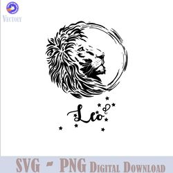 Leo Svg | Moon and Stars Leo Zodiac Sign Silhouette Cut file | Cricut