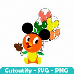 disney orange bird balloons with mickey hat svg