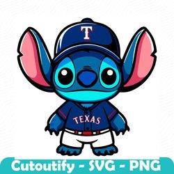 cute stitch texas rangers baseball team svg
