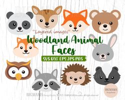 2Woodland Animal Face SVG,Cut File,Bundle,Layered,Bear Svg,Fox,Reindeer,Birthday,Rabbit,Cute,Clipart,Cricut,Silhouette,I