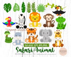 Safari Animals SVG,Cut File,Bundle,Layered,Giraffe,Tropical Leaves,Safari Svg,Jungle,Cute,Leaf,Lion,Clipart,Silhouette,I