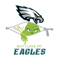 Grinch I Hate People But I Love My Eagles Svg