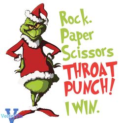 Grinch Christmas Rock Paper Scissor Throat Punch I Win SVG